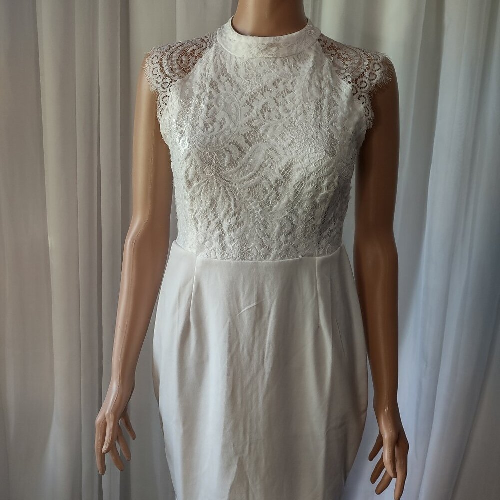 No Tag white lace stretch dress mini skirt size s